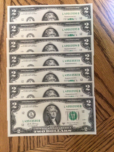 Two dollar bills - 7,